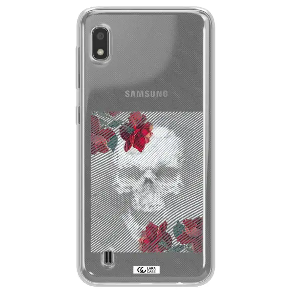 Rose And Skull Pattern Line Samsung A10 Clear TPU Case