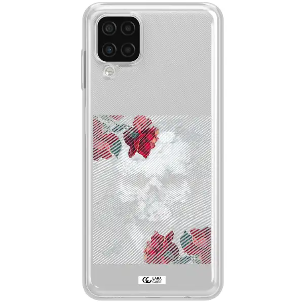 Rose And Skull Pattern Line Samsung A12 4g Clear TPU Case