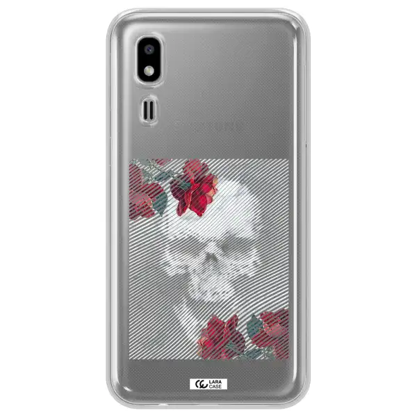 Rose And Skull Pattern Line Samsung A2 Core Clear TPU Case