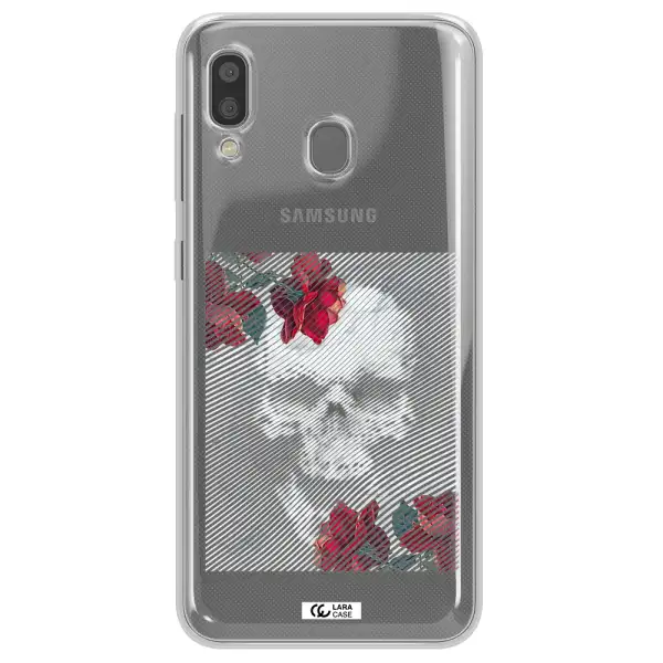 Rose And Skull Pattern Line Samsung A20 Clear TPU Case