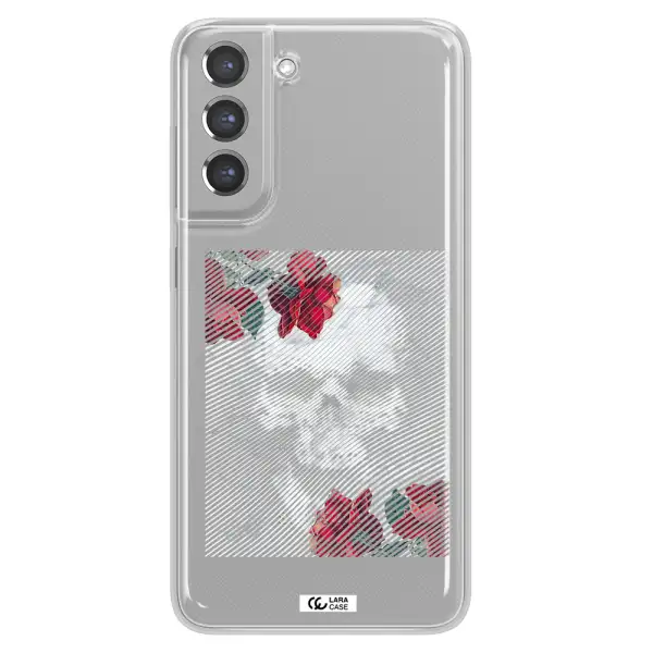 Rose And Skull Pattern Line Samsung A21 Fe Clear TPU Case