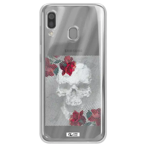 Rose And Skull Pattern Line Samsung A30 Clear TPU Case
