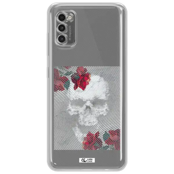 Rose And Skull Pattern Line Samsung A41 Clear Tpu Case
