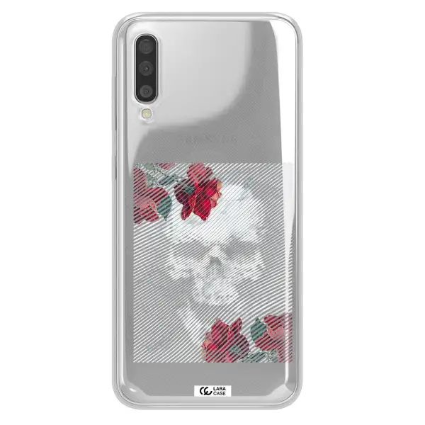 Rose And Skull Pattern Line Samsung A50S Clear Tpu Case