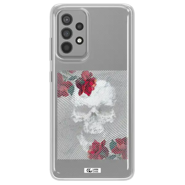 Rose And Skull Pattern Line Samsung A52 Clear TPU Case