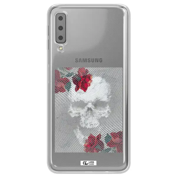 Rose And Skull Pattern Line Samsung A7 2018 Clear TPU Case