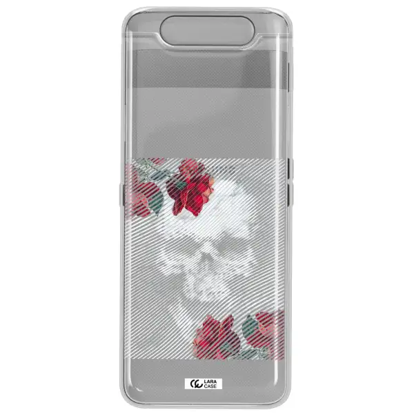 Rose And Skull Pattern Line Samsung A80 Clear TPU Case