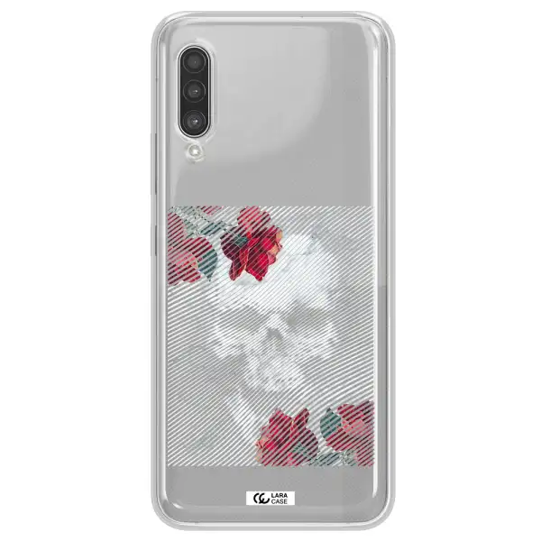 Rose And Skull Pattern Line Samsung A90 Clear TPU Case