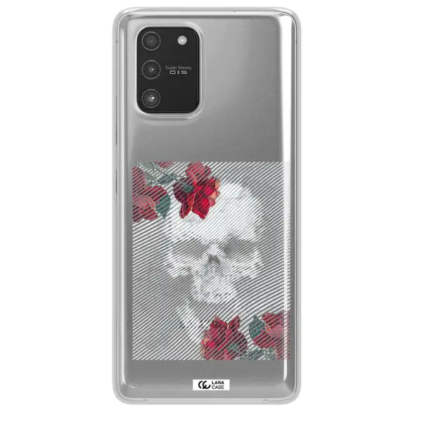 Rose And Skull Pattern Line Samsung A91 Clear TPU Case