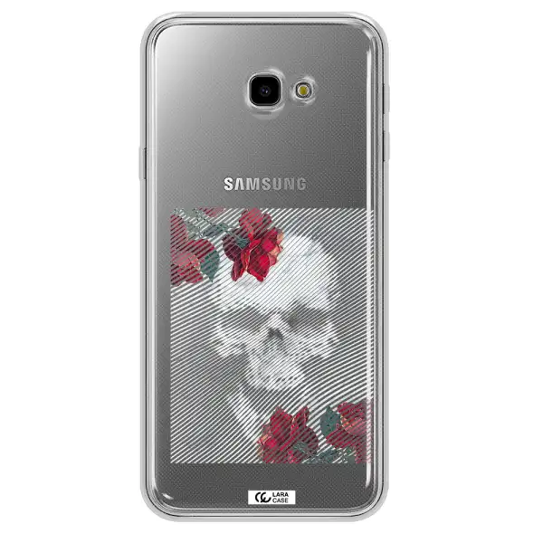 Rose And Skull Pattern Line Samsung J4 Plus Clear TPU Case