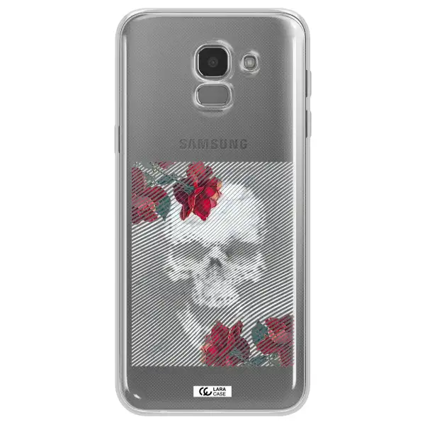 Rose And Skull Pattern Line Samsung J6 Clear TPU Case