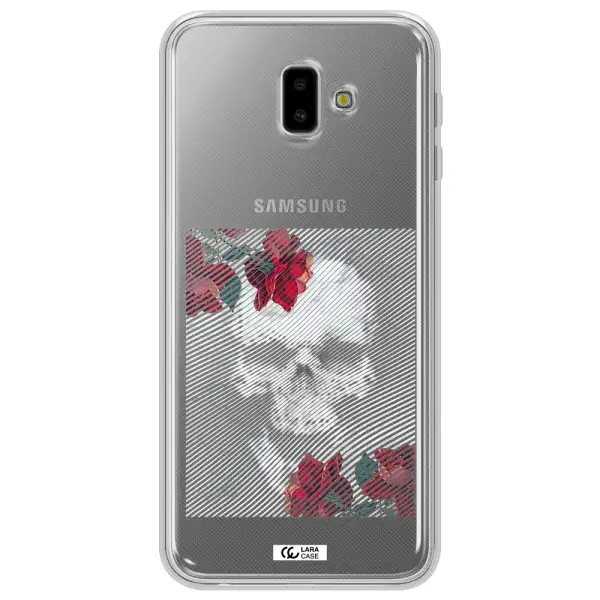 Rose And Skull Pattern Line Samsung J6 Plus Clear TPU Case