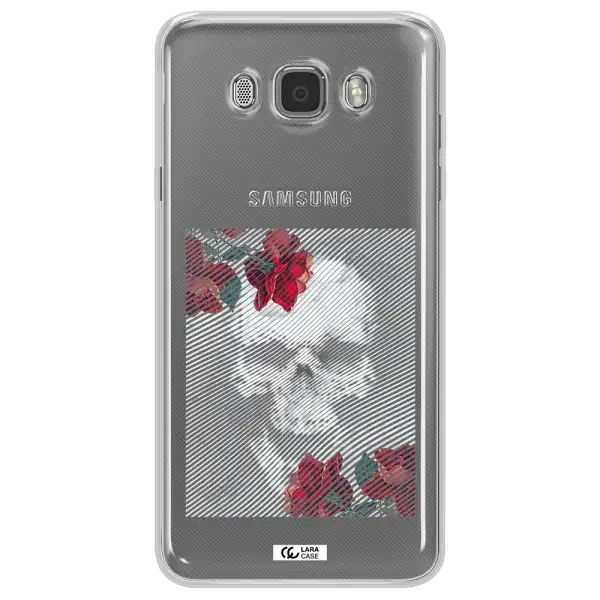 Rose And Skull Pattern Line Samsung J7 2016 Clear TPU Case
