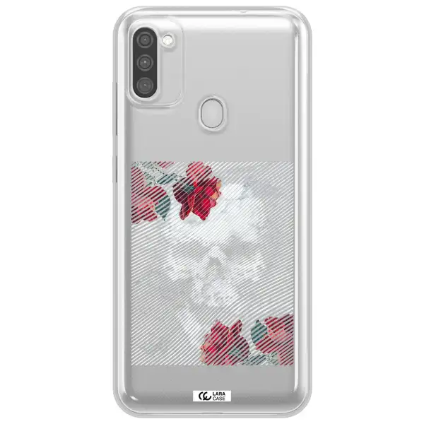 Rose And Skull Pattern Line Samsung M11 Clear TPU Case