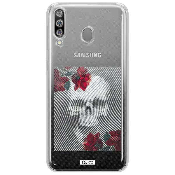 Rose And Skull Pattern Line Samsung M30 Clear TPU Case