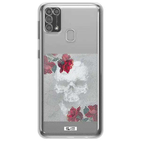 Rose And Skull Pattern Line Samsung M31 Clear TPU Case