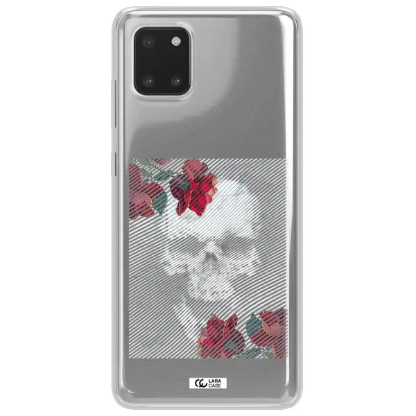Rose And Skull Pattern Line Samsung Note 10 Lite Clear TPU Case
