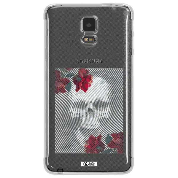 Rose And Skull Pattern Line Samsung Note 4 Clear TPU Case