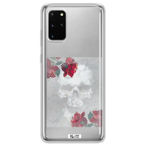 Rose And Skull Pattern Line Samsung S 20 Plus Clear TPU Case