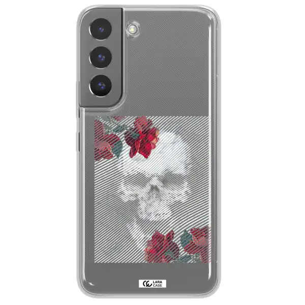 Rose And Skull Pattern Line Samsung S 22 Clear TPU Case