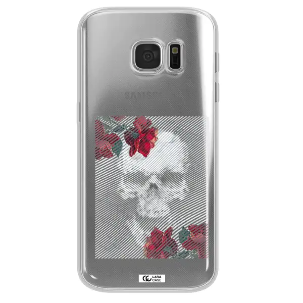 Rose And Skull Pattern Line Samsung S 7 Clear TPU Case