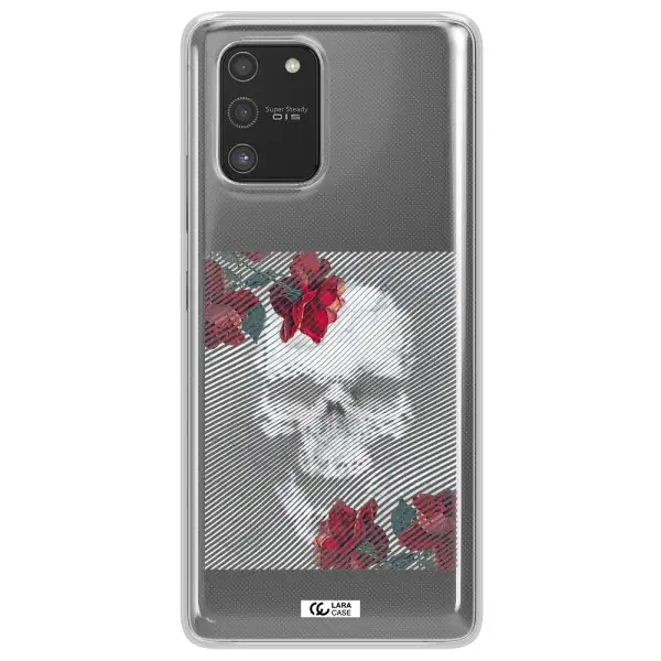 Rose And Skull Pattern Line Samsung S10 Lite Clear TPU Case