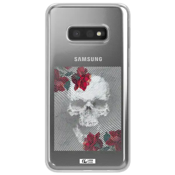 Rose And Skull Pattern Line Samsung S10e Clear TPU Case