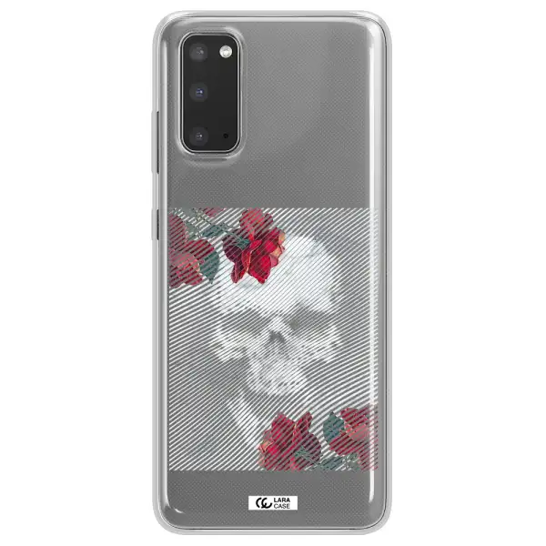 Rose And Skull Pattern Line Samsung S20 Clear TPU Case