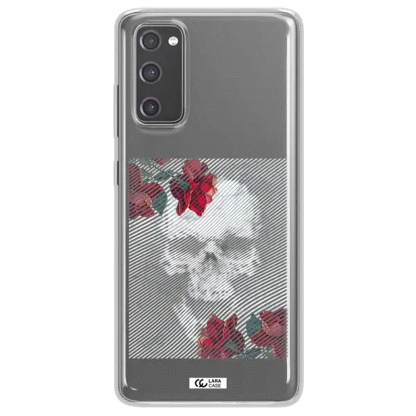 Rose And Skull Pattern Line Samsung S20 Fe Clear TPU Case