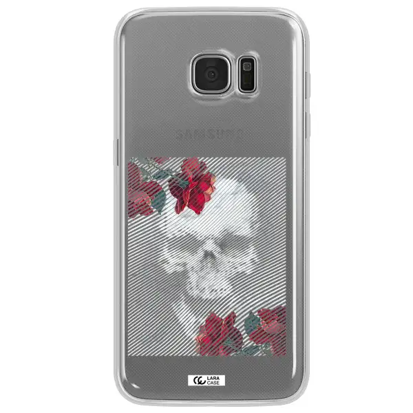 Rose And Skull Pattern Line Samsung S7 Edge Clear TPU Case