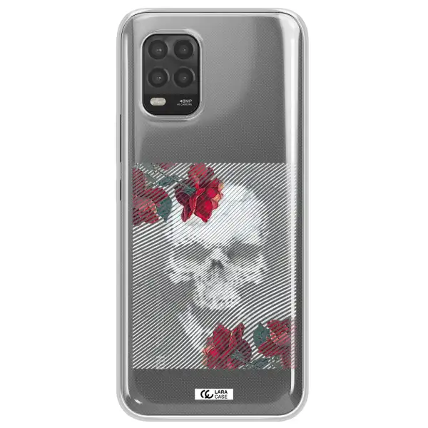 Rose And Skull Pattern Line Xiaomi Mi 10 Lite Clear TPU Case
