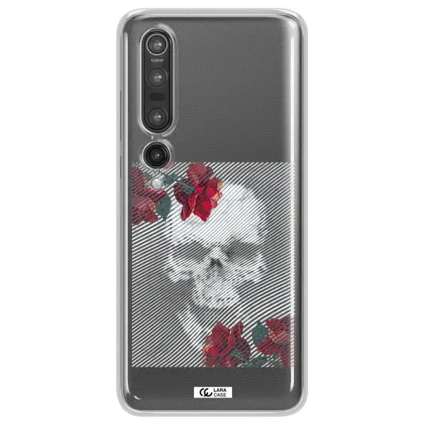 Rose And Skull Pattern Line Xiaomi Mi 10 Pro Clear TPU Case