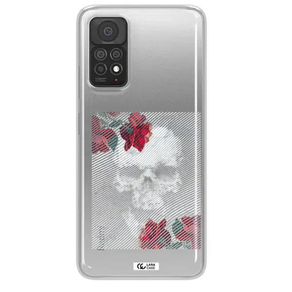 Rose And Skull Pattern Line Xiaomi Note 11 Pro Clear TPU Case