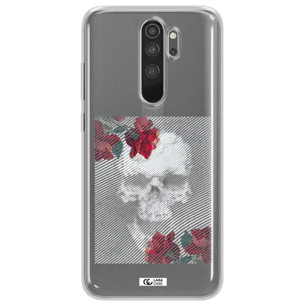 Rose And Skull Pattern Line Xiaomi Note 8 Pro Clear TPU Case