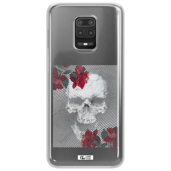 Rose And Skull Pattern Line Xiaomi Note 9S Clear TPU Case