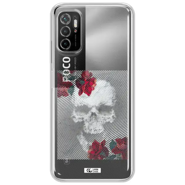Rose And Skull Pattern Line Xiaomi Poco M3 Pro Clear Tpu Case