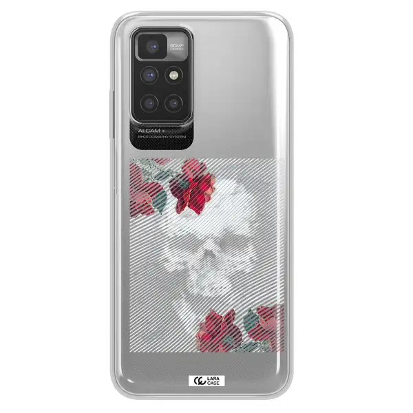 Rose And Skull Pattern Line Xiaomi Redmi 10 Clear TPU Case
