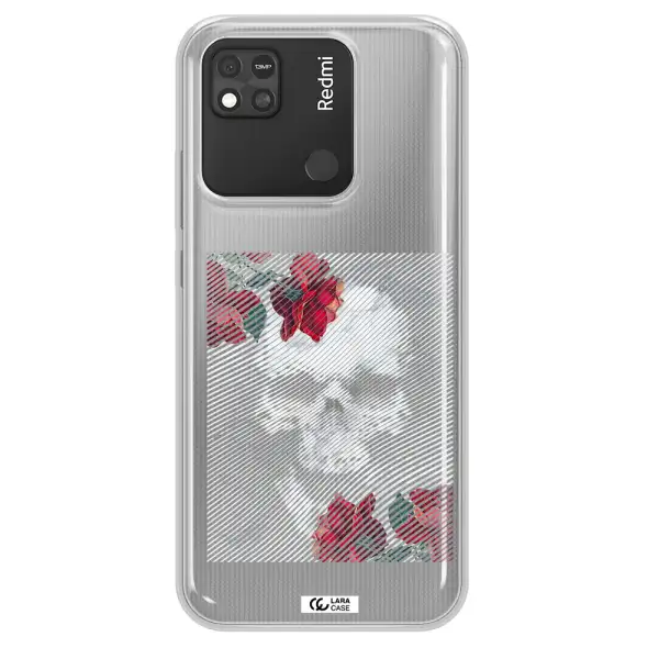 Rose And Skull Pattern Line Xiaomi Redmi 10A Clear TPU Case