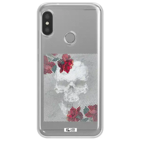 Rose And Skull Pattern Line Xiaomi Redmi 6 Pro Clear TPU Case