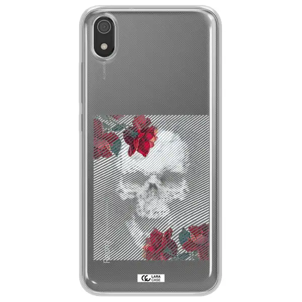 Rose And Skull Pattern Line Xiaomi Redmi 7A Clear TPU Case
