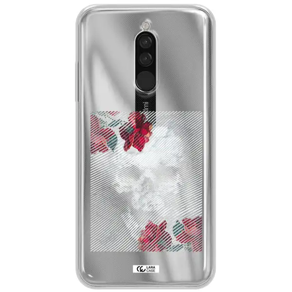Rose And Skull Pattern Line Xiaomi Redmi 8 Clear Tpu Case