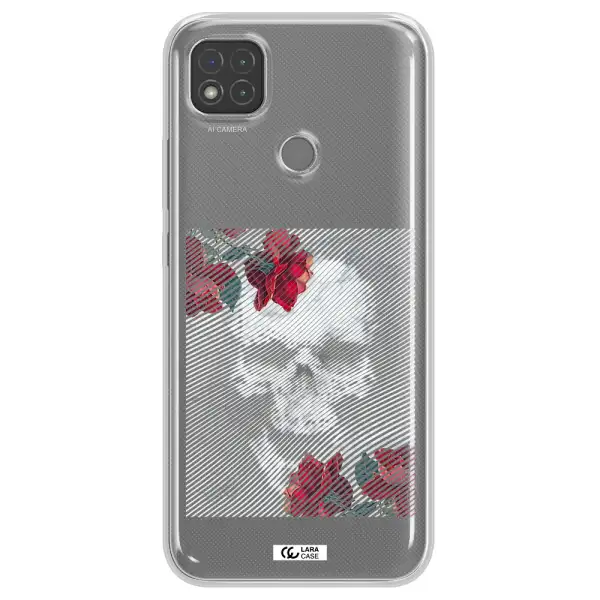 Rose And Skull Pattern Line Xiaomi Redmi 9C Clear TPU Case