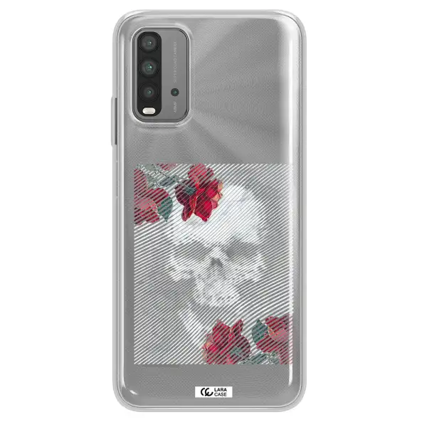 Rose And Skull Pattern Line Xiaomi Redmi 9T Clear TPU Case