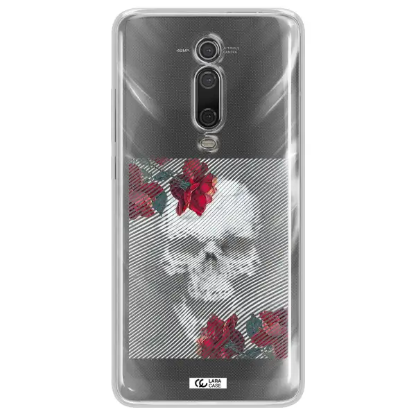 Rose And Skull Pattern Line Xiaomi Redmi K20 Clear Tpu Case