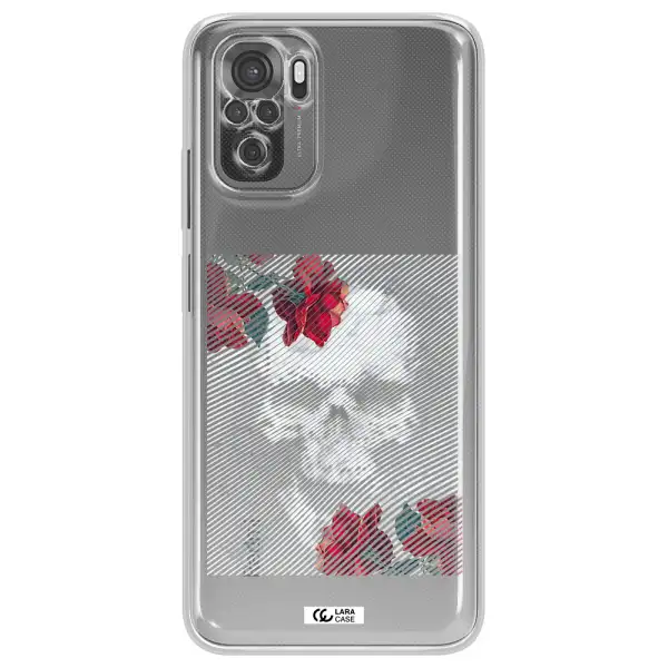 Rose And Skull Pattern Line Xiaomi Redmi Note 10S Clear Tpu Case