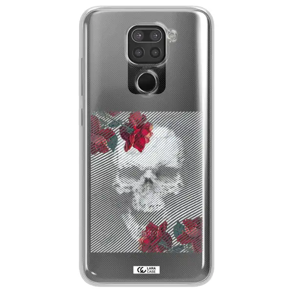 Rose And Skull Pattern Line Xiaomi Redmi Note 9 Clear TPU Case