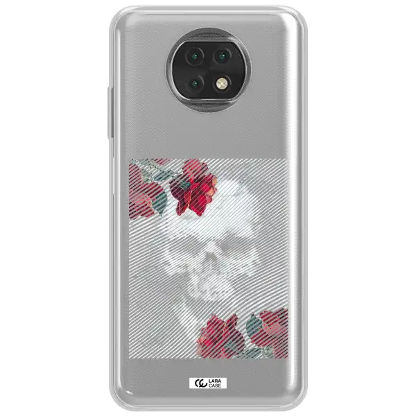 Rose And Skull Pattern Line Xiaomi Redmi Note 9T Clear Tpu Case