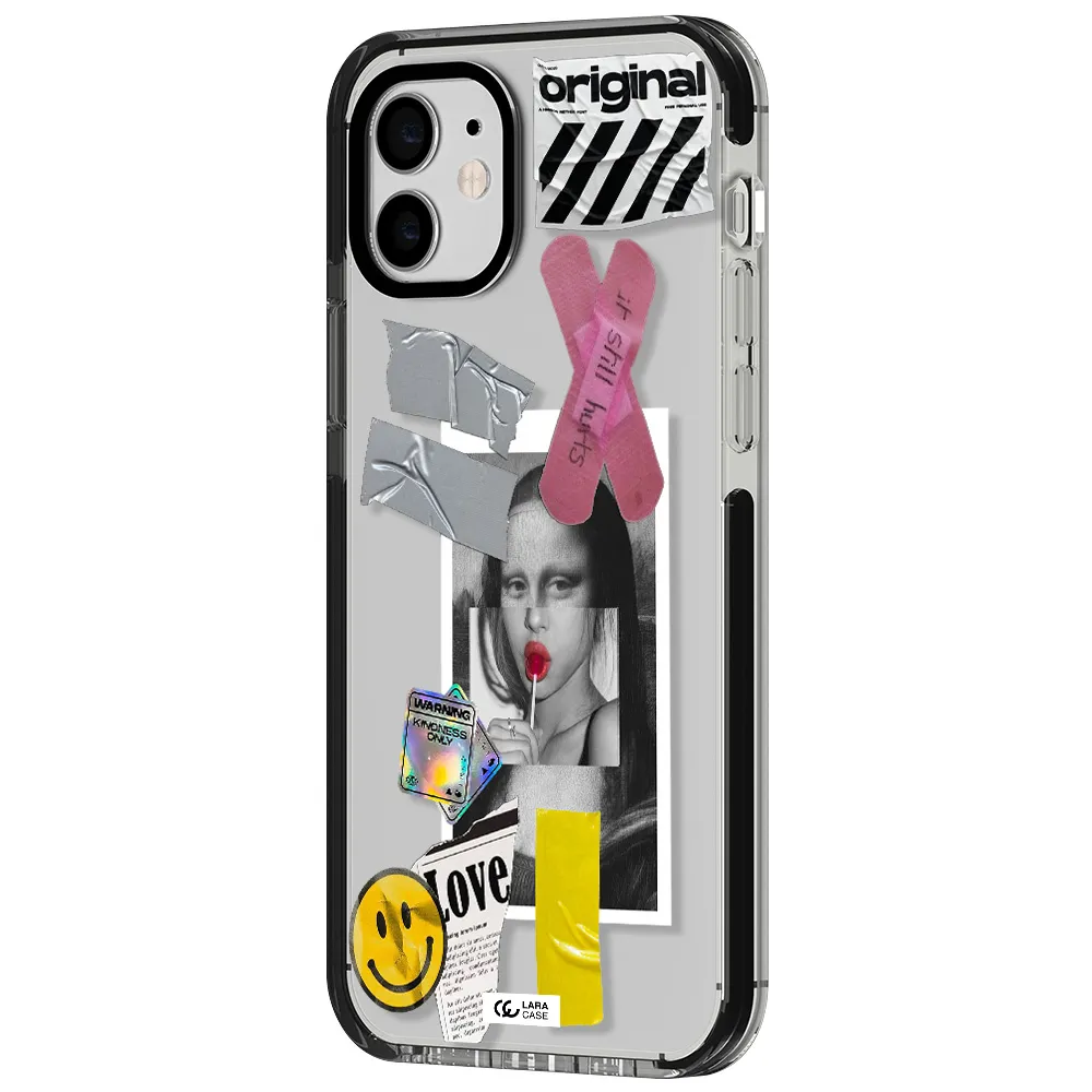 Mona Lisa Street Style Apple iPhone 11 impact black border Case