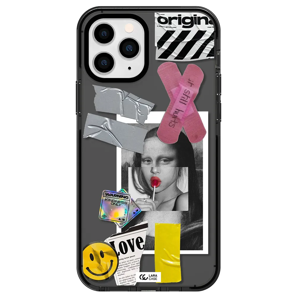 Mona Lisa Street Style Apple iPhone 11 pro max impact Smoke Black Case