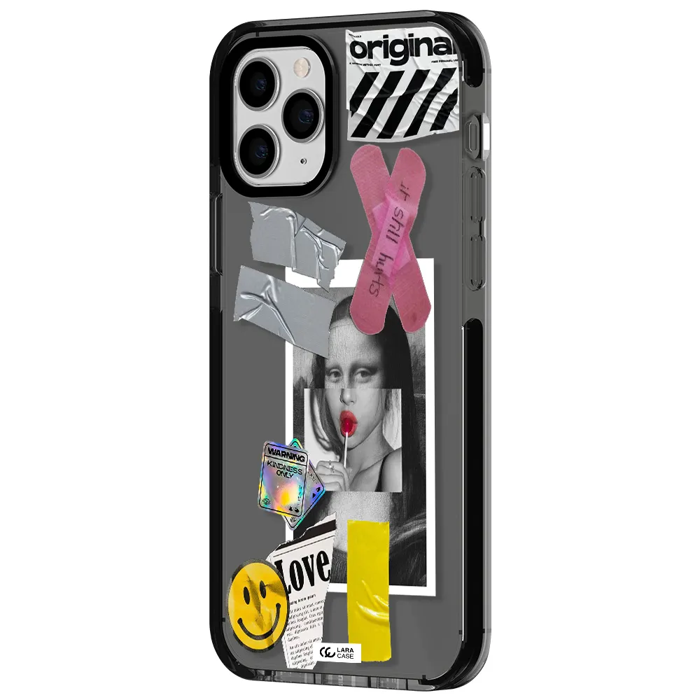 Mona Lisa Street Style Apple iPhone 11 pro max impact Smoke Black Case